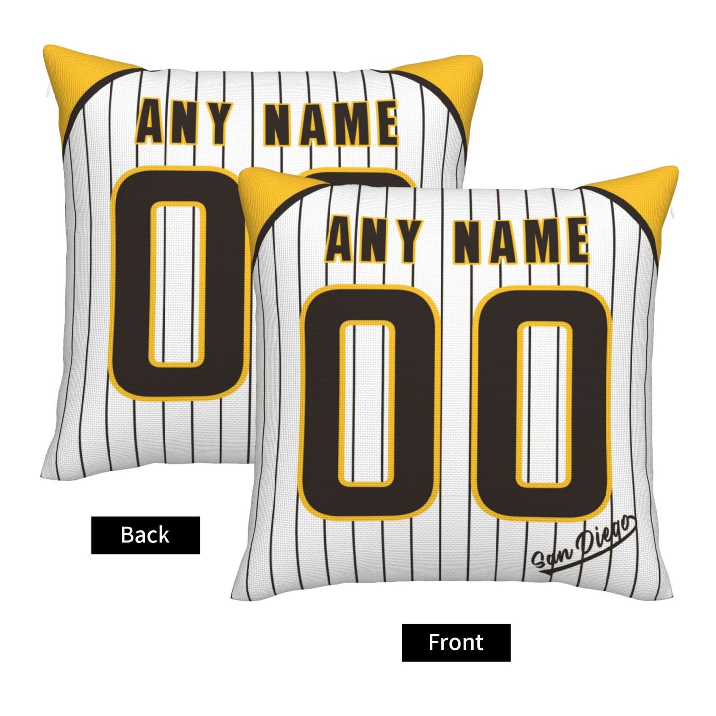 Custom San Diego Padres Pillow Decorative Throw Pillow Case - Print Personalized Football Team Fans Name & Number Birthday Gift Football Pillows