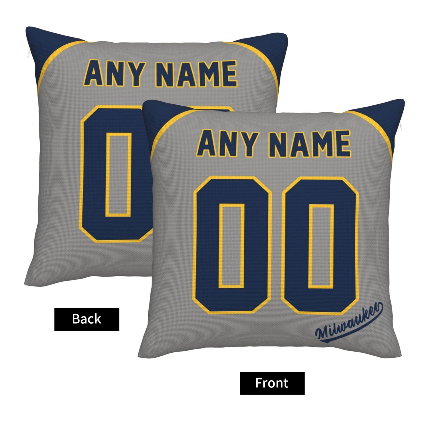 Custom Milwaukee Brewers Pillow Decorative Throw Pillow Case - Print Personalized Football Team Fans Name & Number Birthday Gift Football Pillows