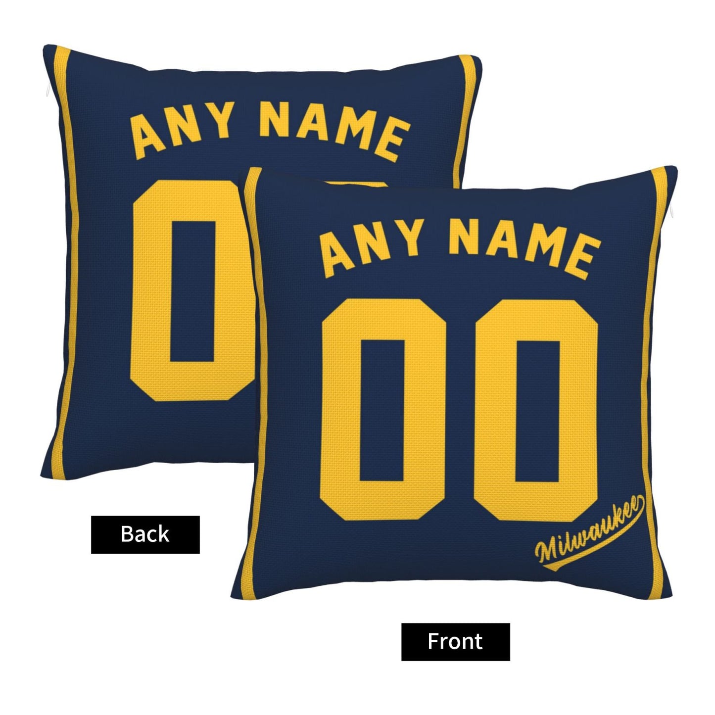 Custom Milwaukee Brewers Pillow Decorative Throw Pillow Case - Print Personalized Football Team Fans Name & Number Birthday Gift Football Pillows