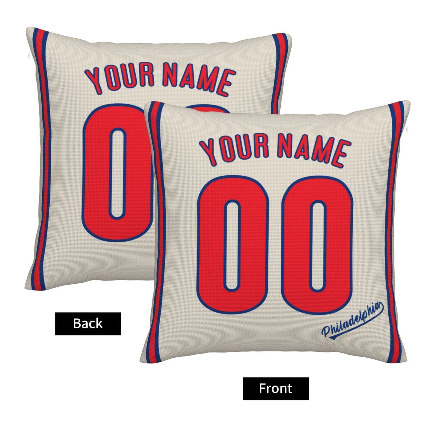 Custom Philadelphia Phillies Pillow Decorative Throw Pillow Case - Print Personalized Football Team Fans Name & Number Birthday Gift Football Pillows