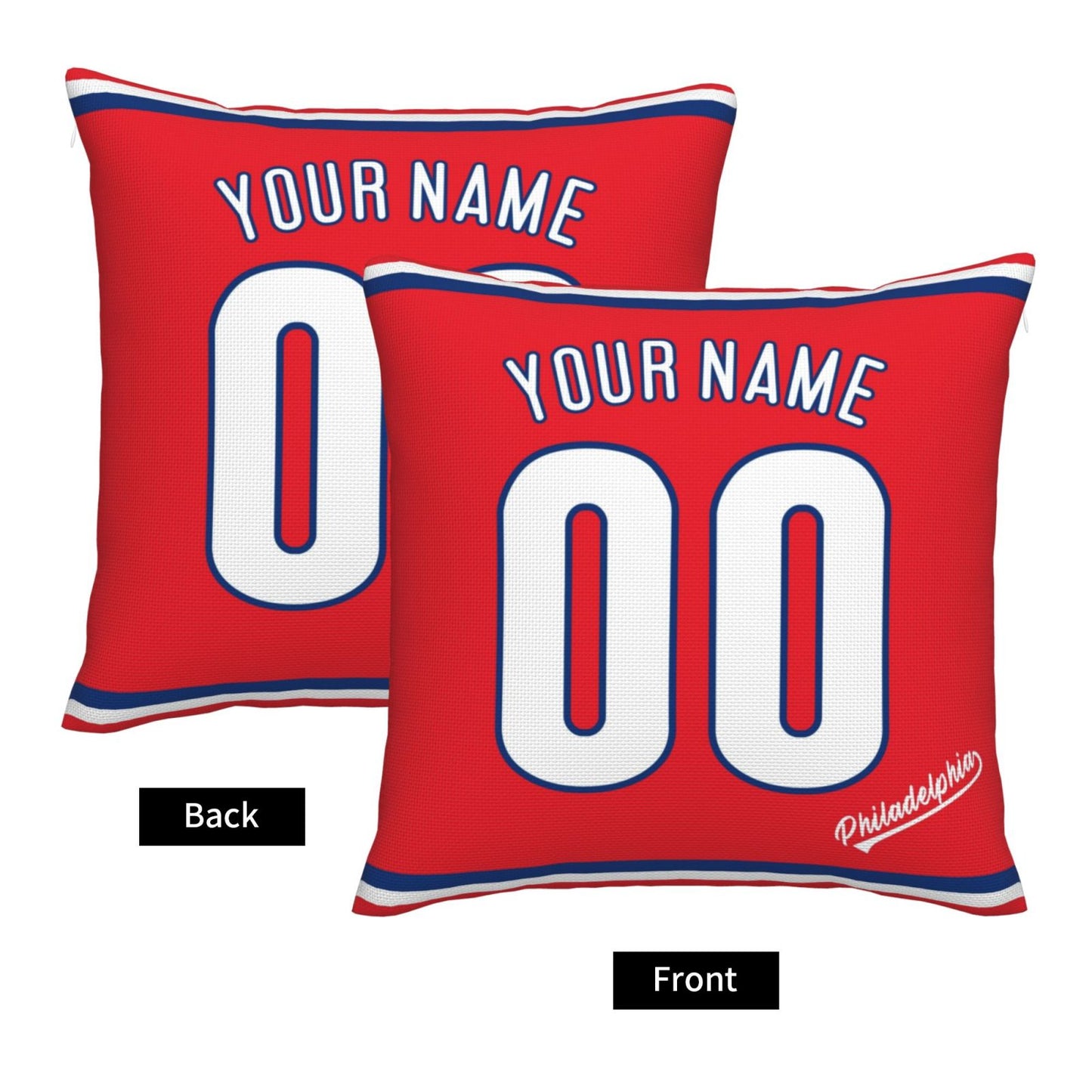 Custom Philadelphia Phillies Pillow Decorative Throw Pillow Case - Print Personalized Football Team Fans Name & Number Birthday Gift Football Pillows