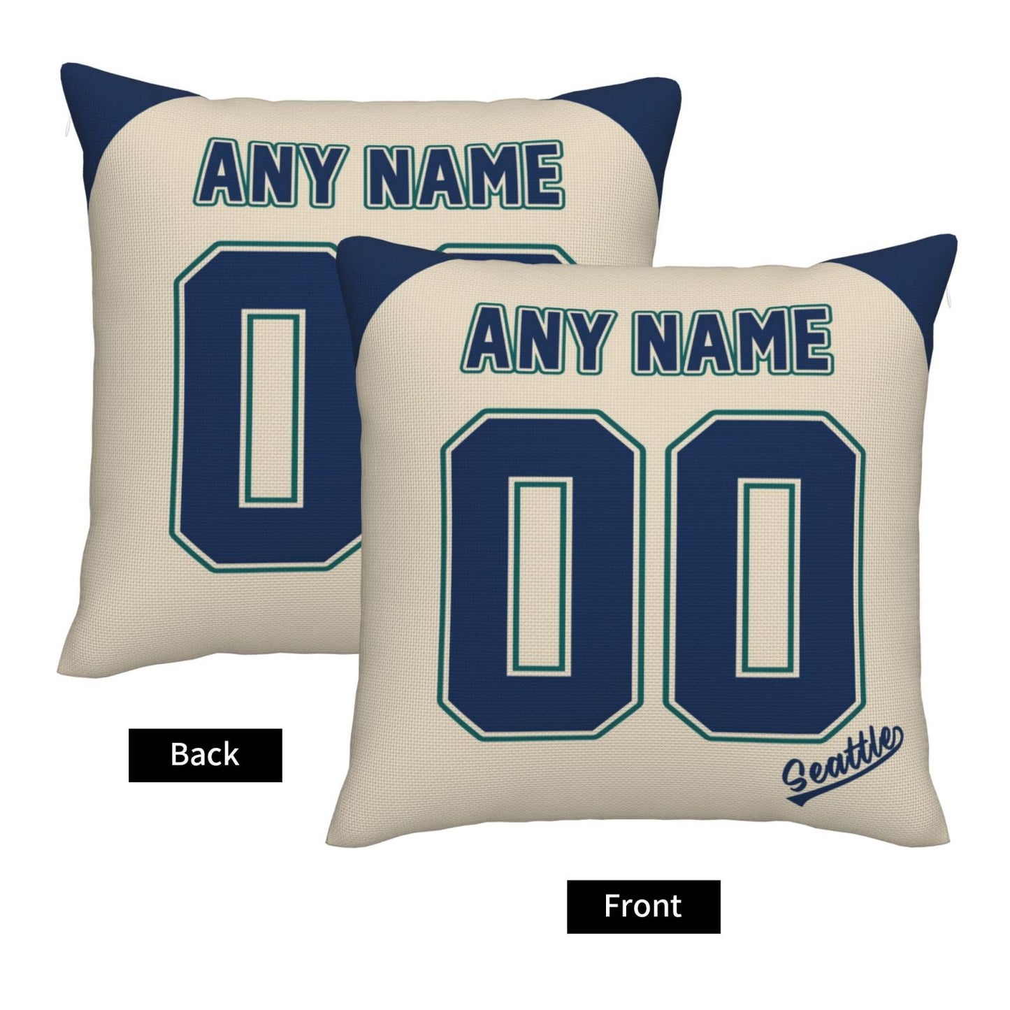 Custom Seattle Mariners Pillow Decorative Throw Pillow Case - Print Personalized Football Team Fans Name & Number Birthday Gift Football Pillows