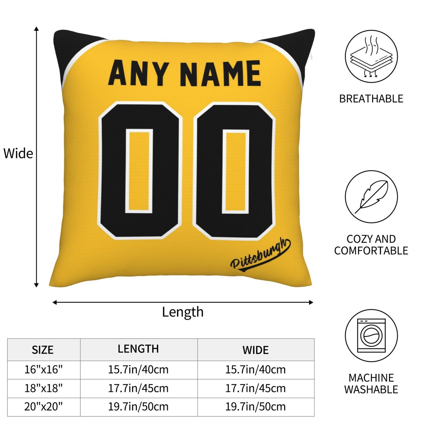 Custom Pittsburgh Pirates Pillow Decorative Throw Pillow Case - Print Personalized Football Team Fans Name & Number Birthday Gift Football Pillows