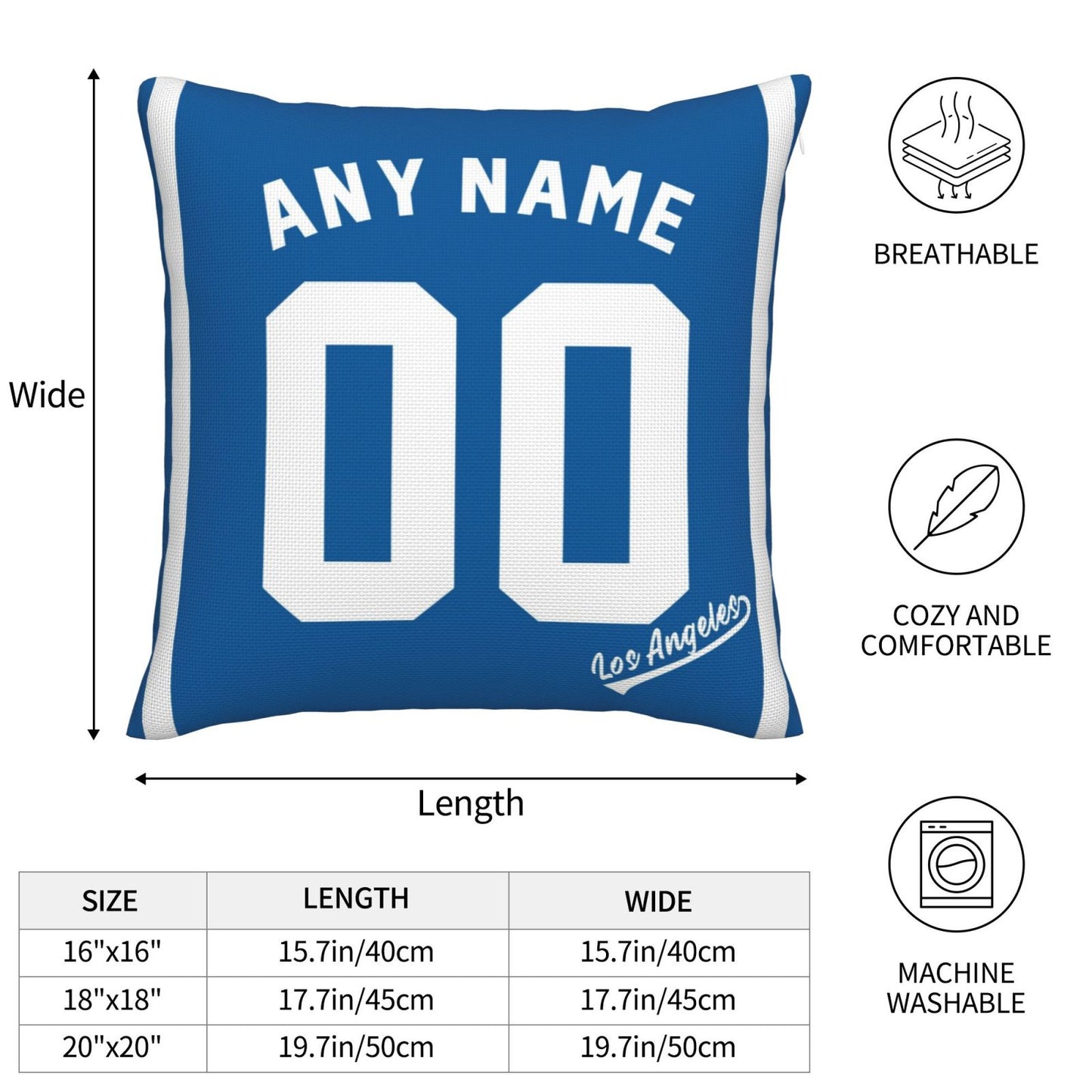 Custom Los Angeles Dodgers Pillow Decorative Throw Pillow Case - Print Personalized Football Team Fans Name & Number Birthday Gift Football Pillows