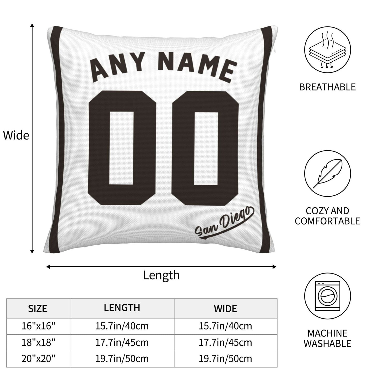 Custom San Diego Padres Pillow Decorative Throw Pillow Case - Print Personalized Football Team Fans Name & Number Birthday Gift Football Pillows