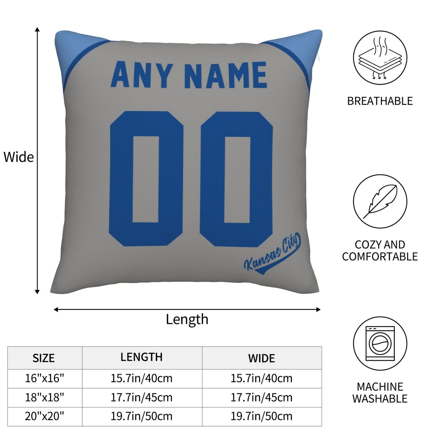 Custom Kansas City Royals Pillow Decorative Throw Pillow Case - Print Personalized Football Team Fans Name & Number Birthday Gift Football Pillows
