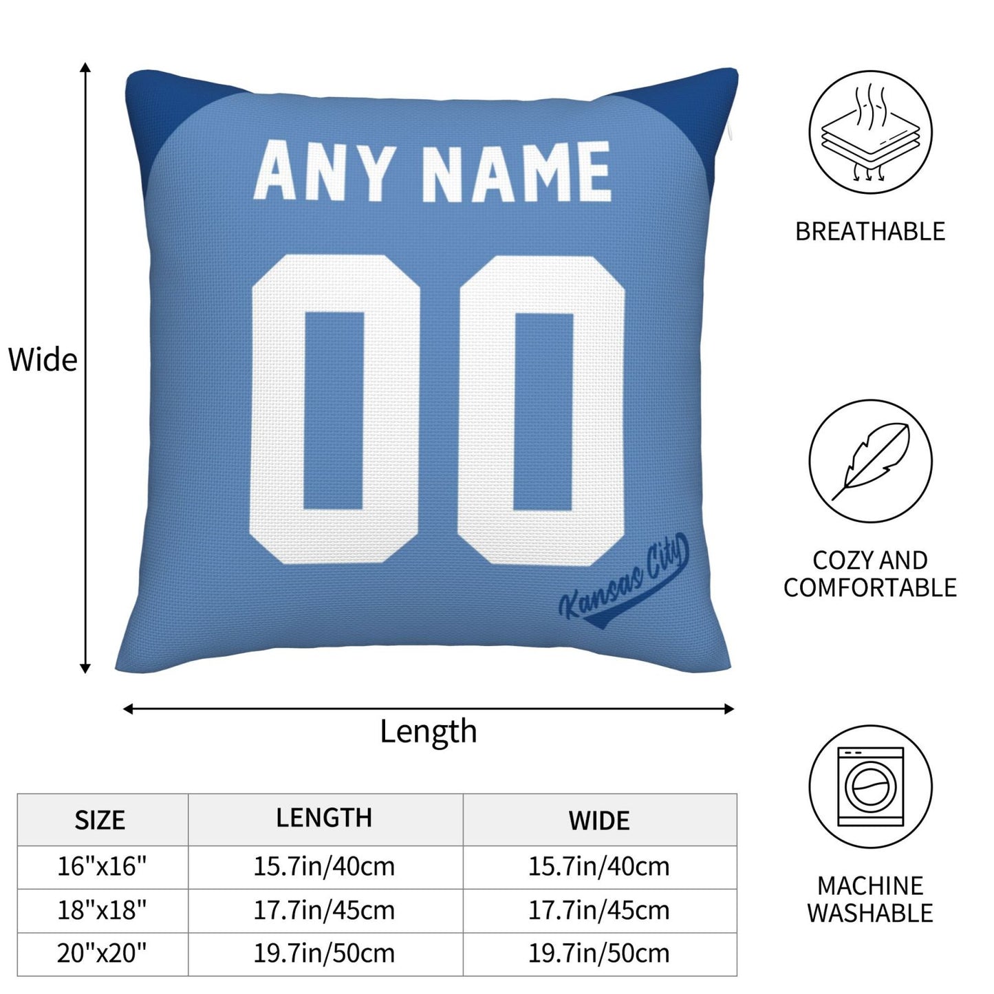 Custom Kansas City Royals Pillow Decorative Throw Pillow Case - Print Personalized Football Team Fans Name & Number Birthday Gift Football Pillows