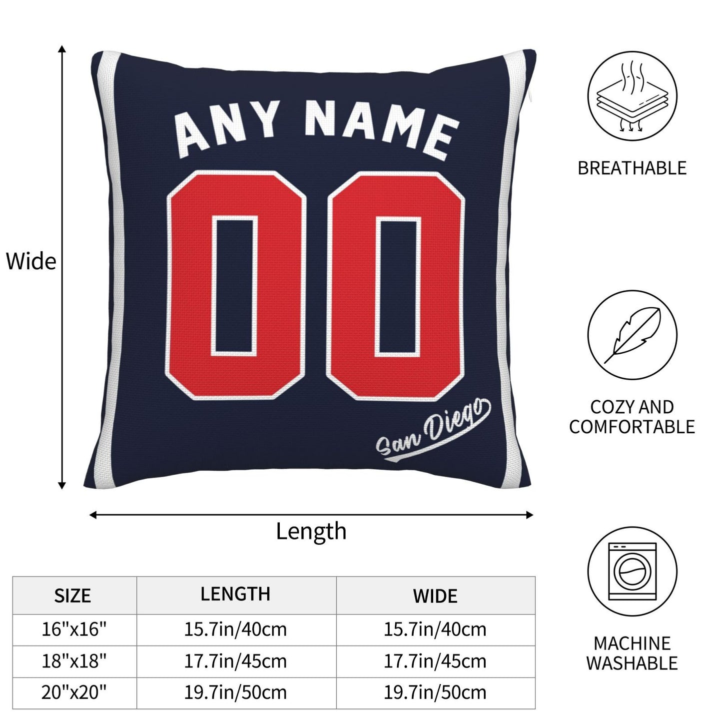 Custom San Diego Padres Pillow Decorative Throw Pillow Case - Print Personalized Football Team Fans Name & Number Birthday Gift Football Pillows