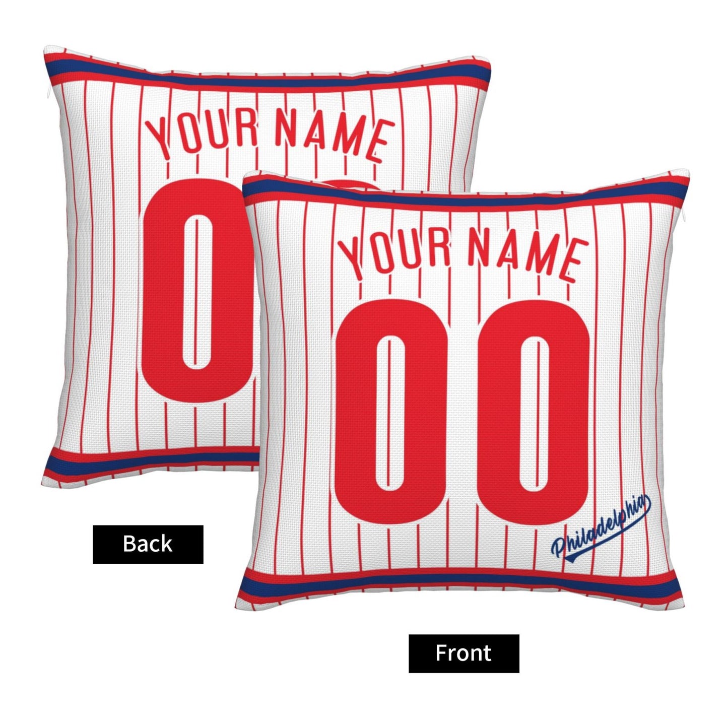 Custom Philadelphia Phillies Pillow Decorative Throw Pillow Case - Print Personalized Football Team Fans Name & Number Birthday Gift Football Pillows