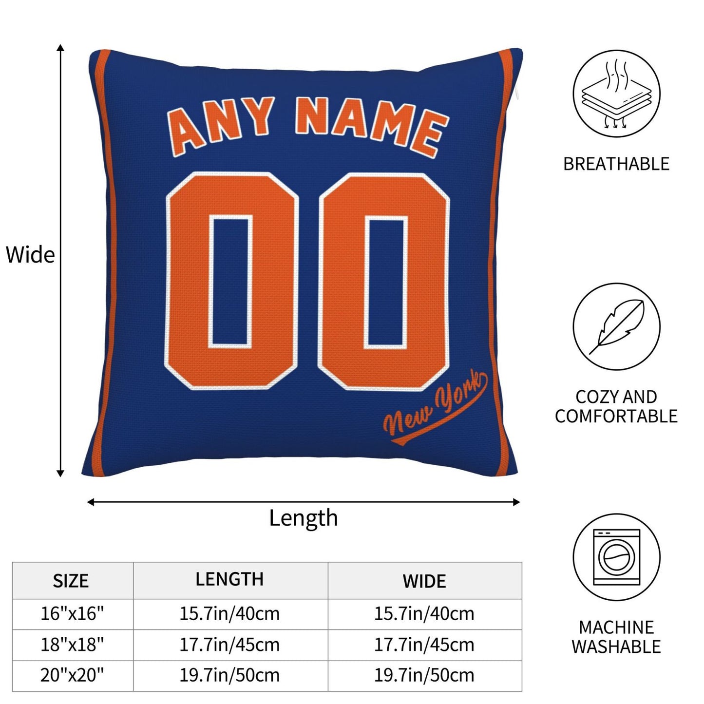 Custom New York Mets Pillow Decorative Throw Pillow Case - Print Personalized Football Team Fans Name & Number Birthday Gift Football Pillows