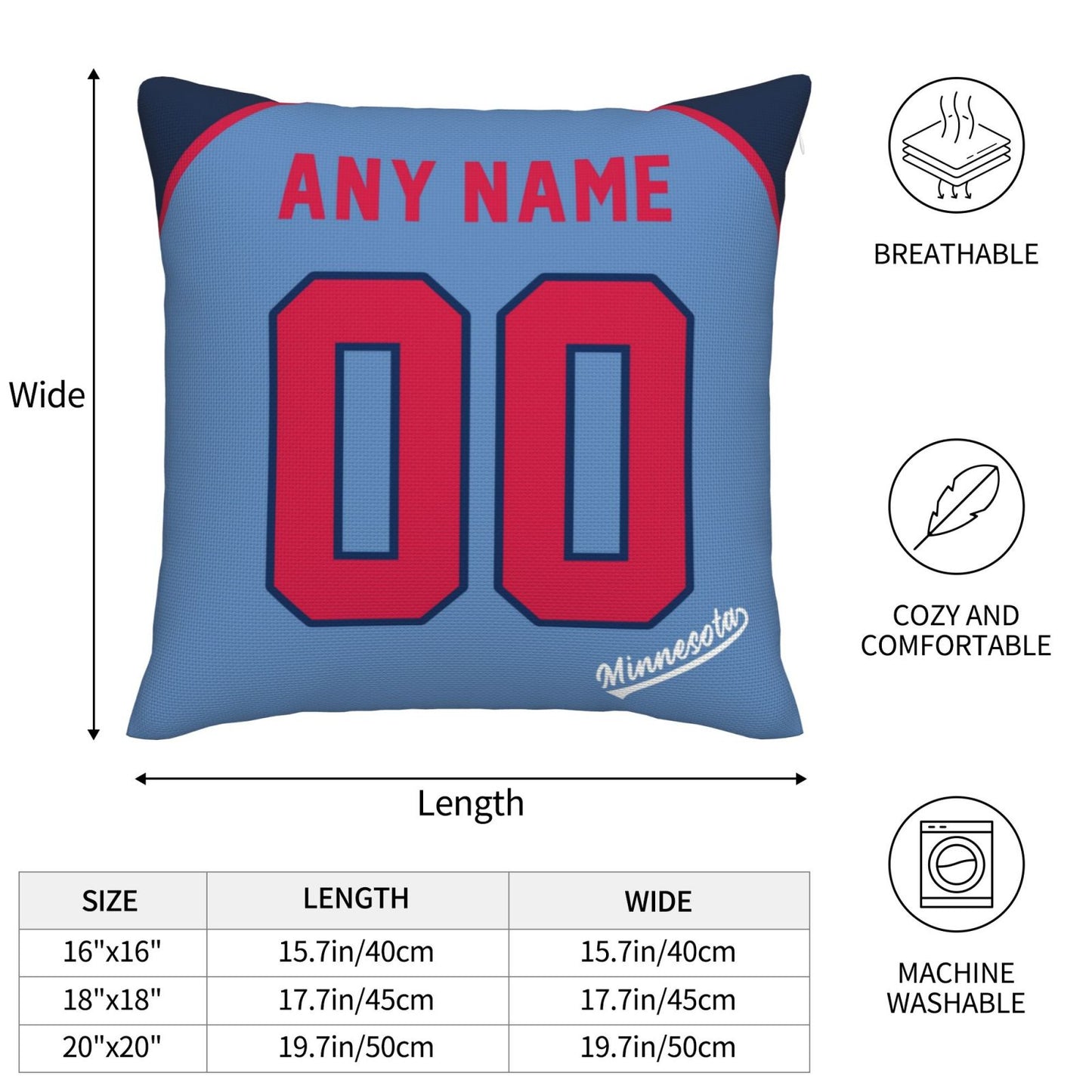 Custom Minnesota Twins Pillow Decorative Throw Pillow Case - Print Personalized Football Team Fans Name & Number Birthday Gift Football Pillows