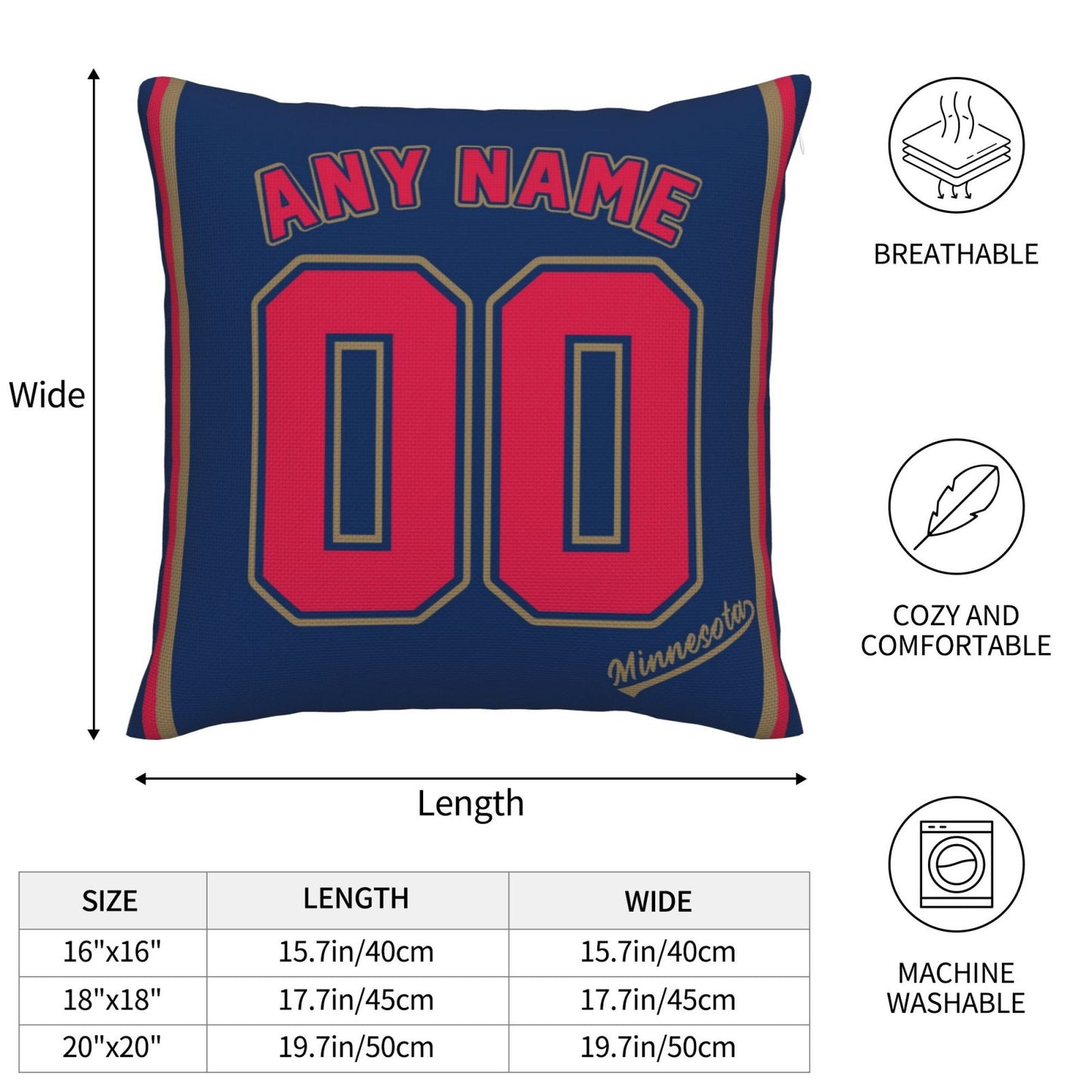 Custom Minnesota Twins Pillow Decorative Throw Pillow Case - Print Personalized Football Team Fans Name & Number Birthday Gift Football Pillows