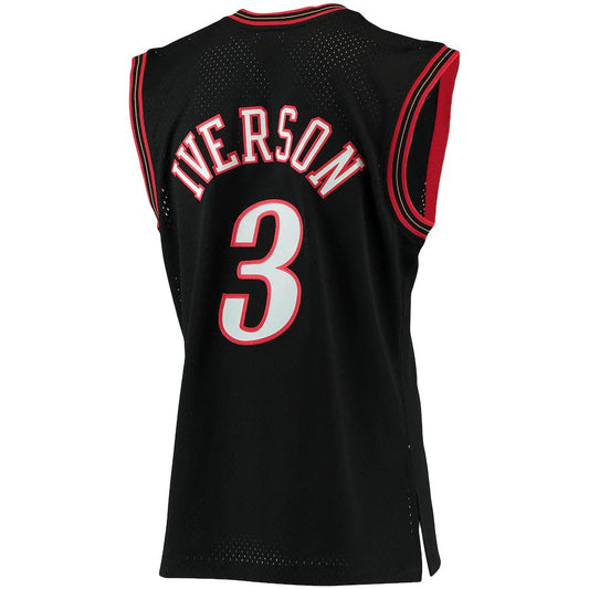 PH.76ers #3 Allen Iverson Mitchell & Ness Big & Tall Hardwood Classics Jersey Black Stitched American Basketball Jersey