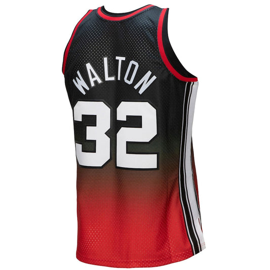 P.Trail Blazers #32 Bill Walton Mitchell & Ness 1976-77 Hardwood Classics Fadeaway Swingman Player Jersey Red-Black Stitched American Basketball Jersey