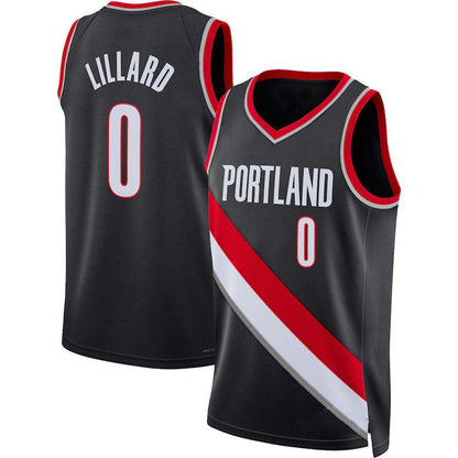 P.Trail Blazers #0 Damian Lillard Unisex 2022-23 Swingman Jersey Icon Edition Black Stitched American Basketball Jersey