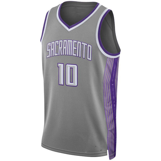 S.Kings #10 Domantas Sabonis Unisex  Swingman Jersey City Edition Anthracite Stitched American Basketball Jersey