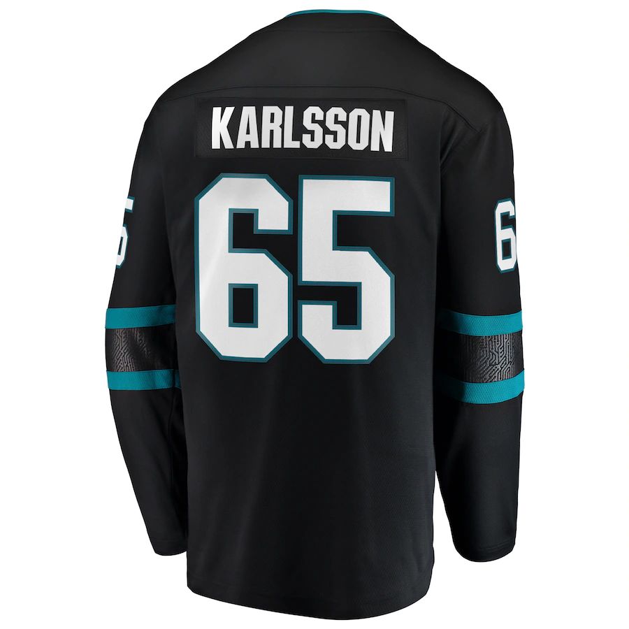 SJ.Sharks #65 Erik Karlsson Fanatics Branded Breakaway Alternate Player Jersey  Black Stitched American Hockey Jerseys