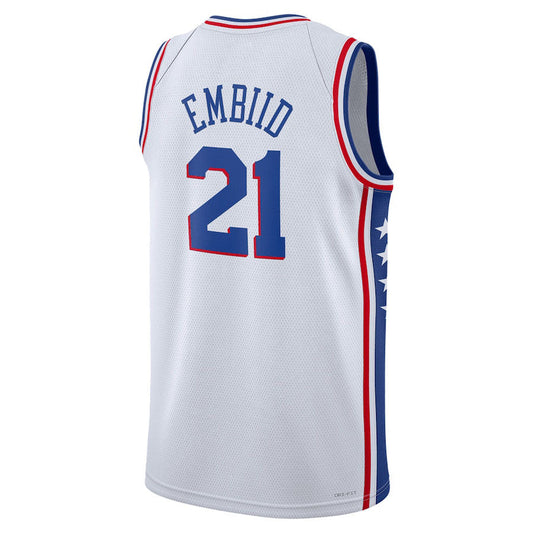 PH.76ers #21 Joel Embiid Unisex 2022-23 Swingman Jersey Association Edition White Stitched American Basketball Jersey
