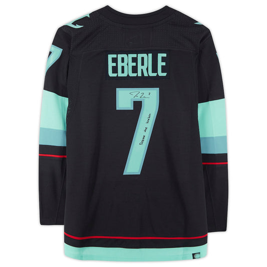 S.Kraken #7Jordan Eberle Fanatics Authentic Autographed with Release The Kraken Inscription and Inaugural Season Jersey Patch Hockey Jerseys