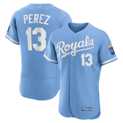 Kansas City Royals #13 Salvador P¡§|rez Light Blue 2022 Alternate Authentic Player Jersey Baseball Jerseys