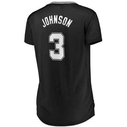 S.Antonio Spurs #3 Keldon Johnson Fanatics Branded Women's Fast Break Replica Jersey Icon Edition Black Stitched American Basketball Jersey