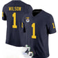 M.Wolverines #1 Roman Wilson 2023 F.U.S.E. Navy Blue Rose Bowl Patch Stitched Jersey College Jerseys