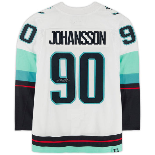 S.Kraken #90 Marcus Johansson Fanatics Authentic Autographed with Inaugural Season Jersey Patch White Stitched American Hockey Jerseys