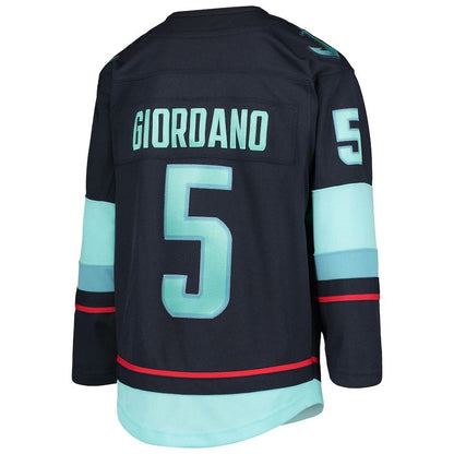 S.Kraken #5 Mark Giordano Home Premier Player Jersey  Blue Stitched American Hockey Jerseys