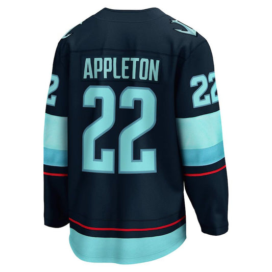 S.Kraken #22 Mason Appleton Fanatics Branded Home Breakaway Player Jersey  Blue Stitched American Hockey Jerseys