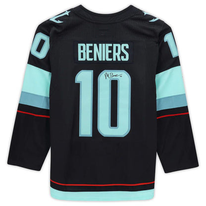 S.Kraken #10 Matt Beniers Fanatics Authentic Autographed  Blue Stitched American Hockey Jerseys