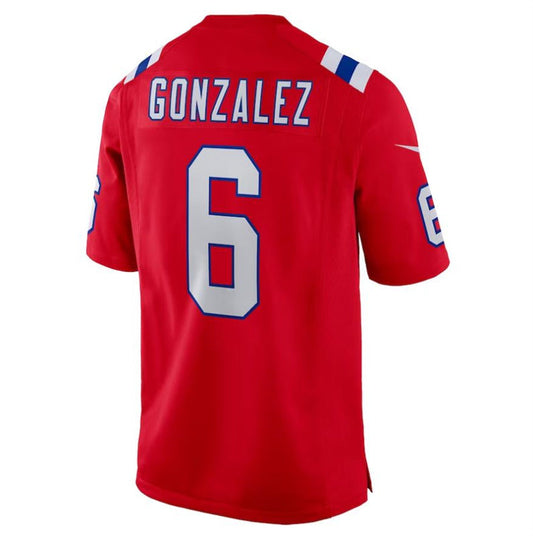 NE.Patriots #6 Christian Gonzalez Red Game Player Jersey Stitched American Football Jerseys