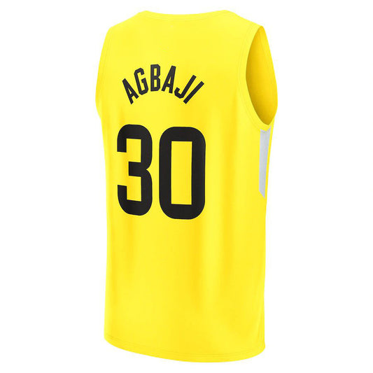 U.Jazz #30 Ochai Agbaji Fanatics Branded 2022-23 Fast Break Replica Player Jersey Icon Edition Yellow Stitched American Basketball Jersey