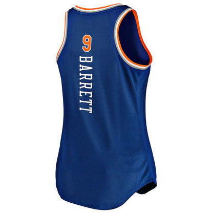 NY.Knicks #9 RJ Barrett Fanatics Branded Women's 2019-20 Fast Break Team Tank Jersey Blue  Icon Edition Stitched American Basketball Jersey