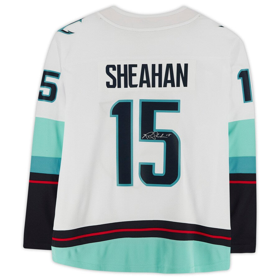 S.Kraken #15 Riley Sheahan Fanatics Authentic Autographed Breakaway Jersey with Inaugural Season Jersey Patch Stitched American Hockey Jerseys