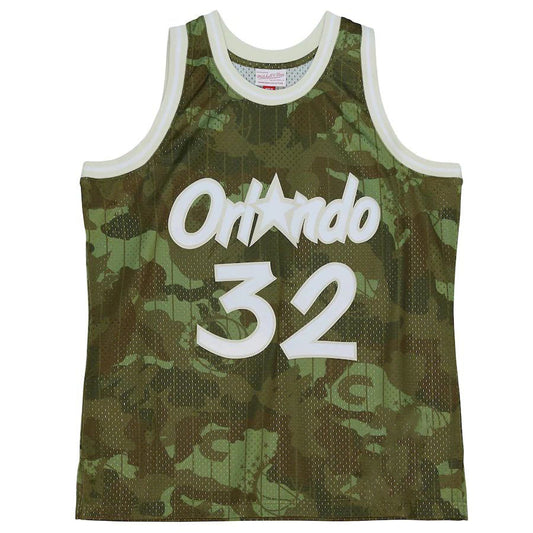 O.Magic #32 Shaquille O'Neal Mitchell & Ness Unisex Hardwood Classics 1994-95 Ghost Green Swingman Jersey Camo Stitched American Basketball Jersey