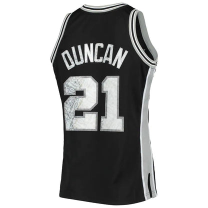 S.Antonio Spurs #21 Tim Duncan Mitchell & Ness 1996-97 Hardwood Classics  75th Anniversary Diamond Swingman Jersey  Black Stitched American Basketball Jersey