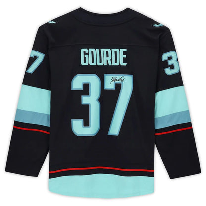 S.Kraken #37 Yanni Gourde Fanatics Authentic Autographed  Breakaway Jersey with Inaugural Season Jersey Patch Stitched American Hockey Jerseys
